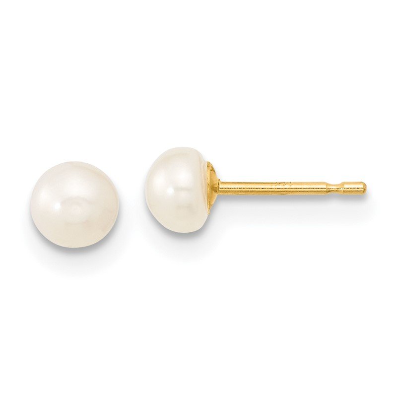 14k 4-5mm White Freshwater Cultured Pearl Pendant, 5 inch Bracelet and Post Earrings Set