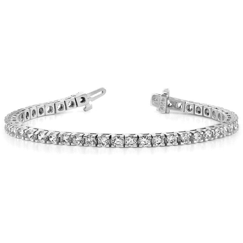 14K White Gold 2 1/5 carat Lab Grown Diamond VS+ F+ Complete Tennis Bracelet