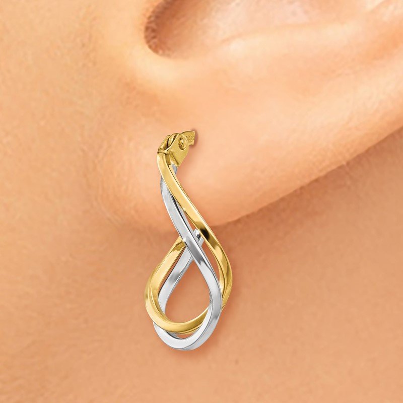 14k Two-tone Twisted Hoop Earrings