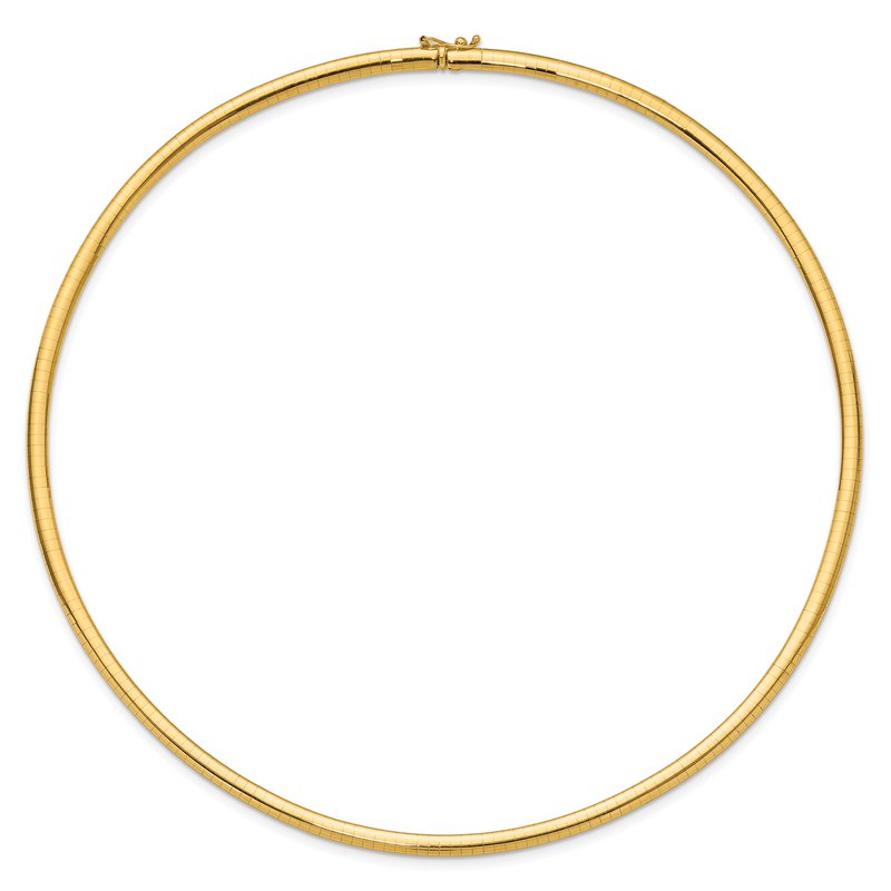 14k Polished 4mm Lightweight 16 inch Domed Omega Necklace