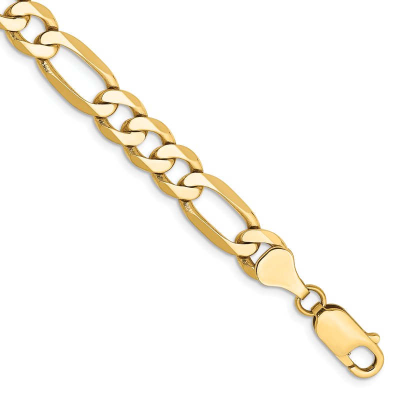 14K 26 inch 7mm Flat Figaro with Lobster Clasp Chain
