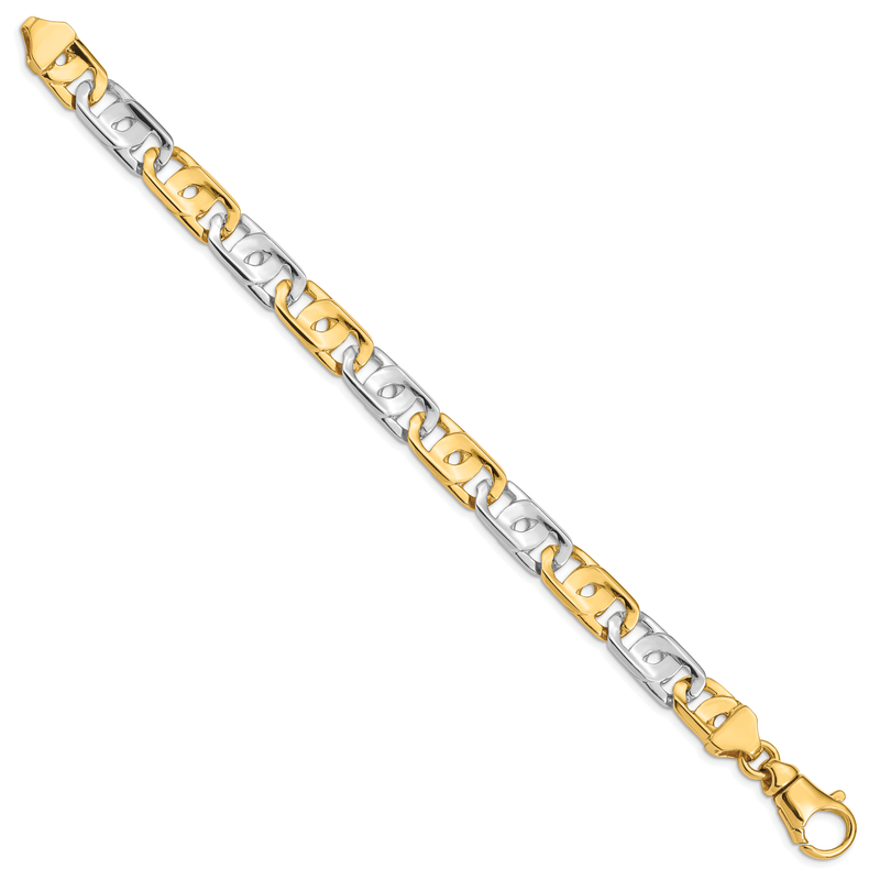 14K Two-tone 20 inch 10mm Hand Polished Fancy Link with Fancy Lobster Clasp Chain