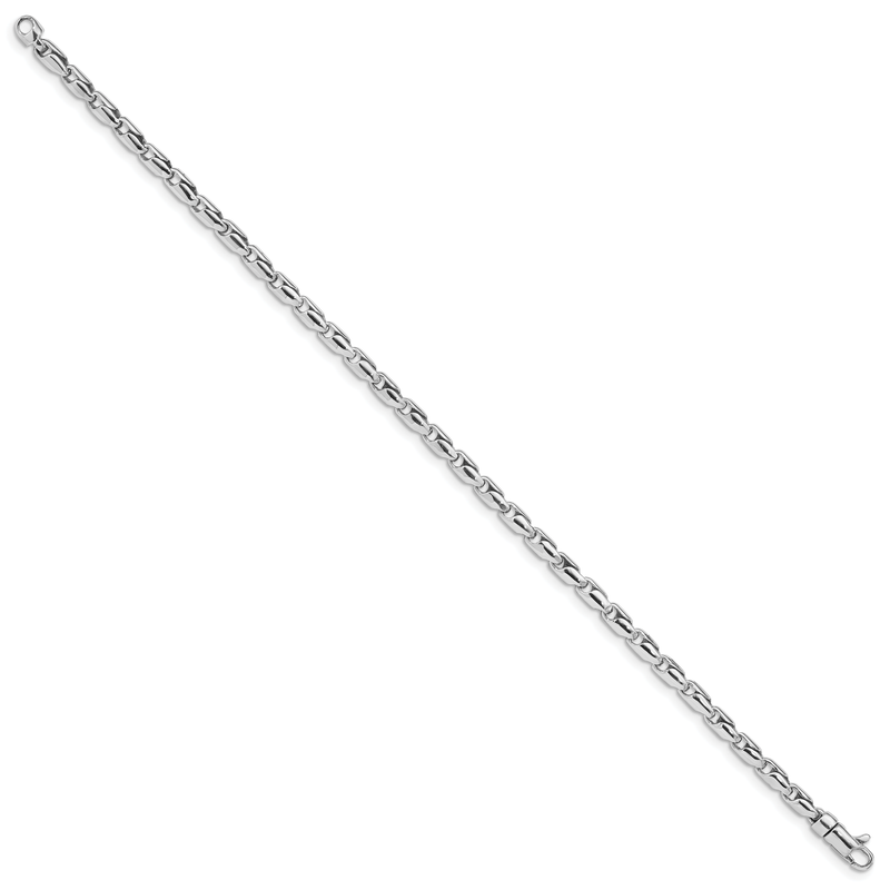 14K White Gold 18 inch 3mm Hand Polished Fancy Link with Lobster Clasp Chain