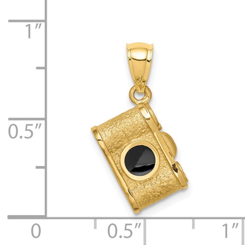 14K Brushed Polished and Enameled Camera Pendant
