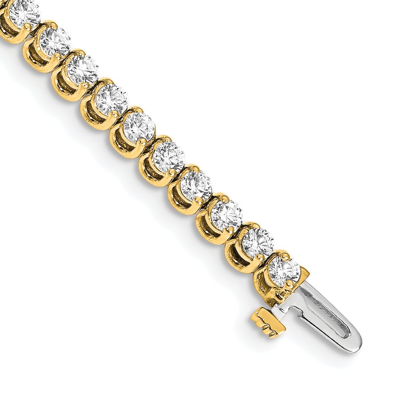 14k Complete 4.18 carat Round AAA Diamond 2-prong 7 inch Tennis Bracelet
