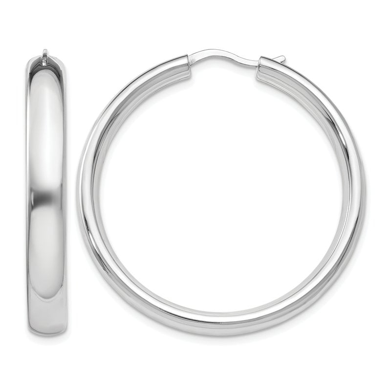 Sterling Silver Rhodium-plated 5mm Half Round Tube Earrings