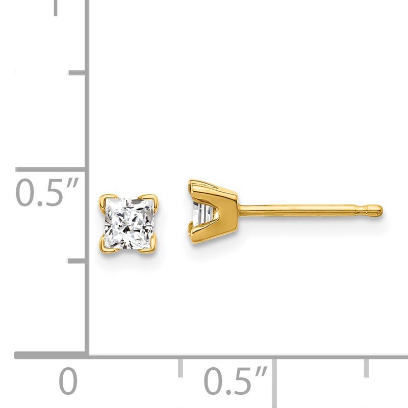 14k AA Quality Complete Princess-cut Diamond Stud Earrings