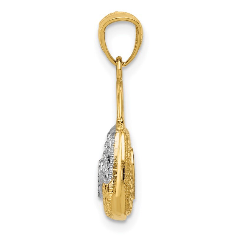 14K and White Rhodium 3-D Reversible Heart Handbag Pendant