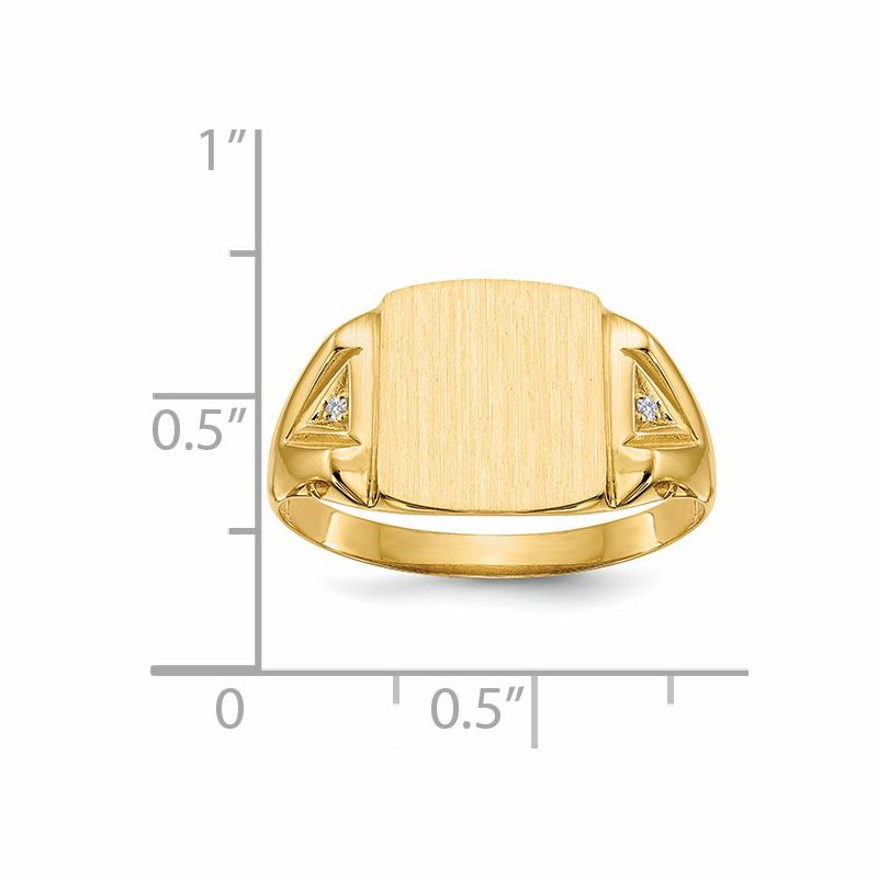 14k 11.0x12.0mm Open Back AA Diamond Mens Signet Ring