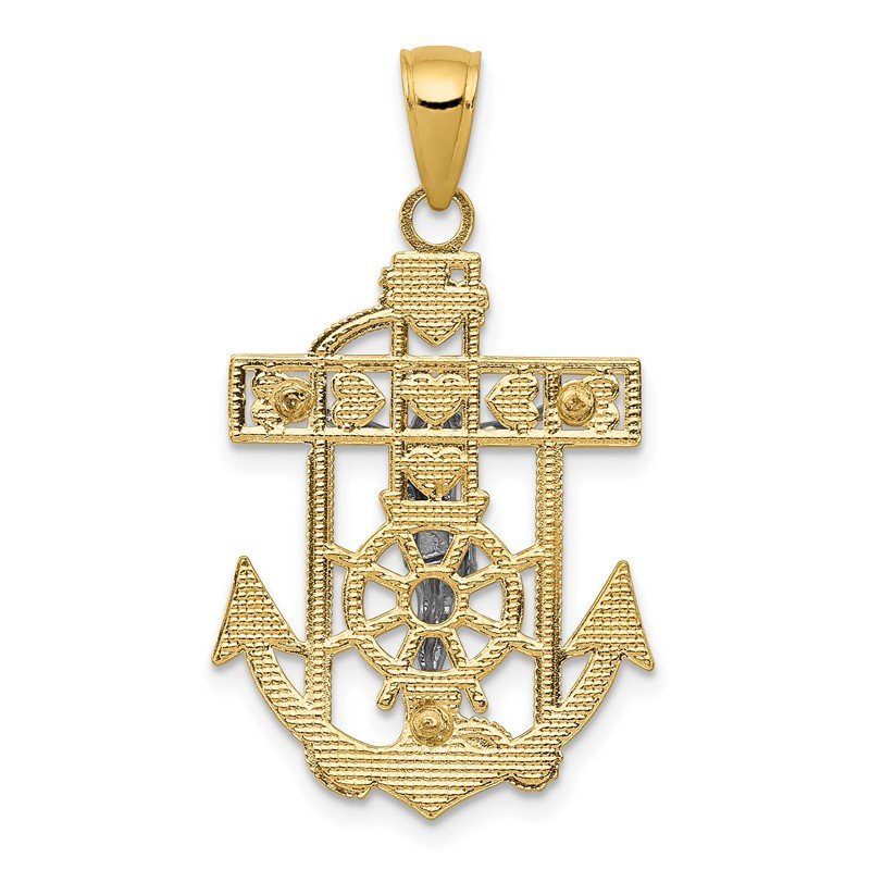 14k Two-tone Mariners Crucifix Pendant