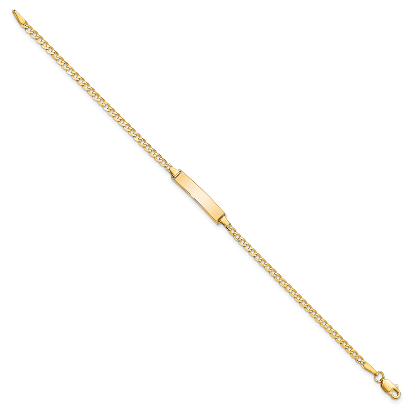 14k Polished Solid Chain/Solid Plate Flat Curb Link 22.5x4.5mm Plate 7 inch ID Bracelet