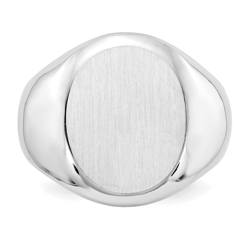 14k White Gold 13.0x16.0mm Open Back Mens Signet Ring