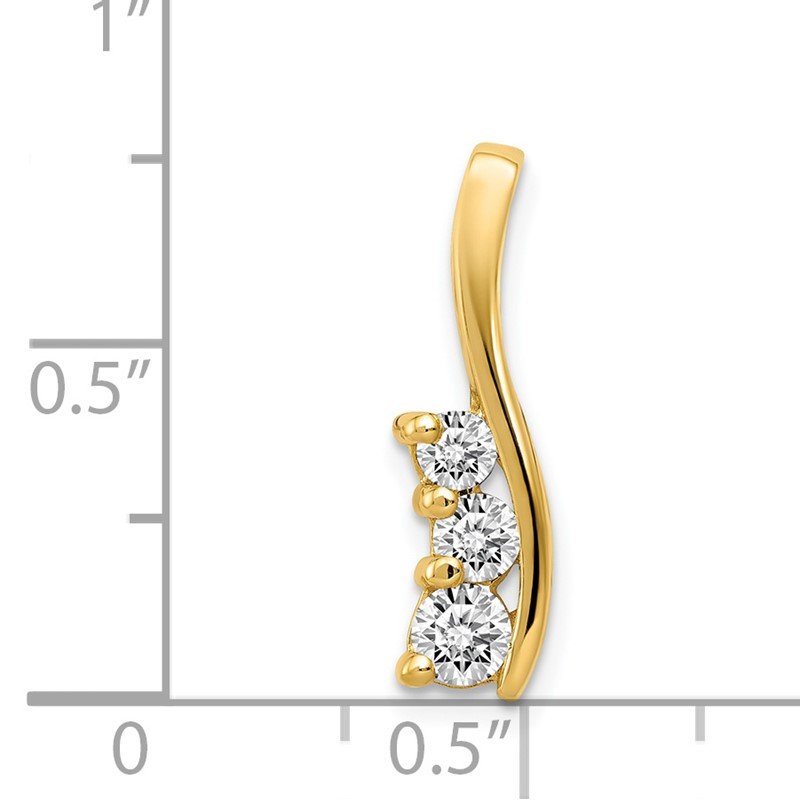 14k Complete 3/8 carat Three-Stone AA Diamond Curved Bar Chain Slide