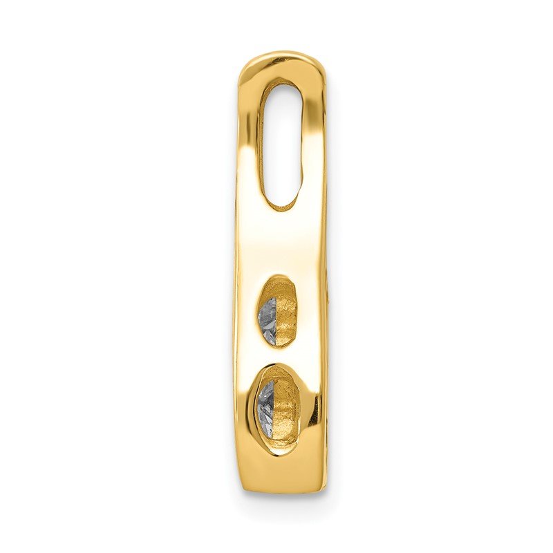 14k Complete 3/8 carat Three-Stone AA Diamond Curved Bar Chain Slide