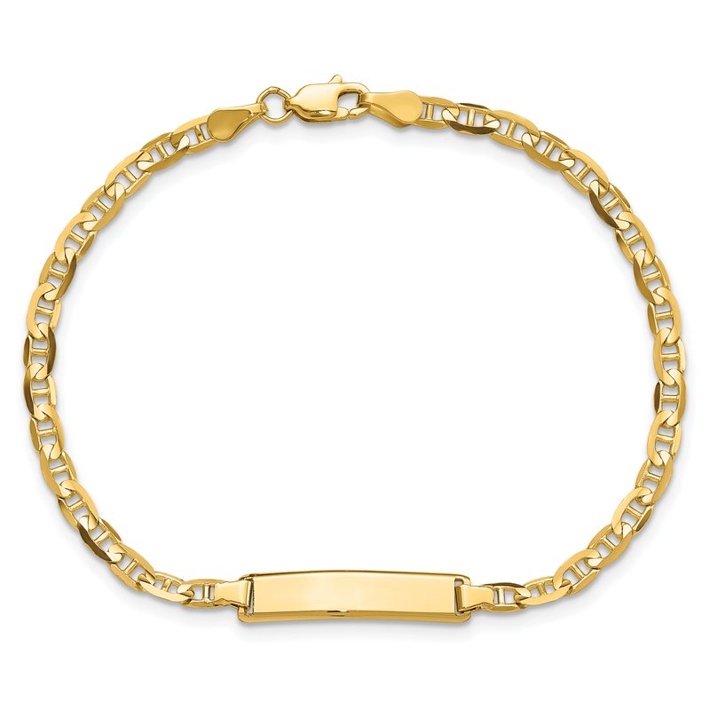 14k Polished Solid Chain/Solid Plate Anchor Link 19.5x4.5mm Plate 7 inch ID Bracelet