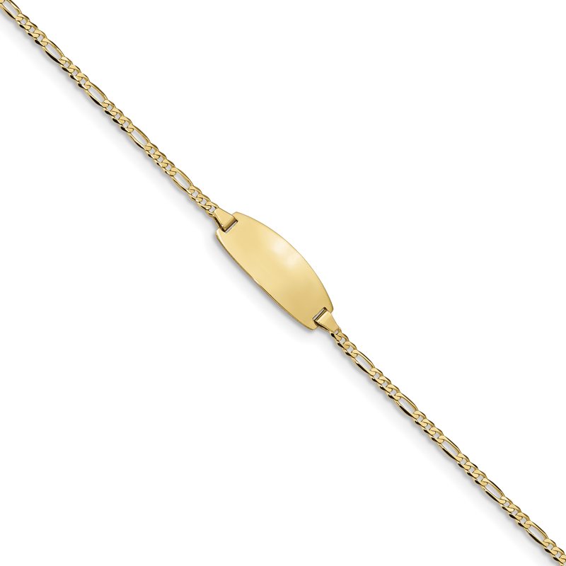 14k Polished Solid Chain/Solid Plate Figaro Link Oval 18.5x7.5mm Plate 5.5 inch Baby/Child ID Bracelet