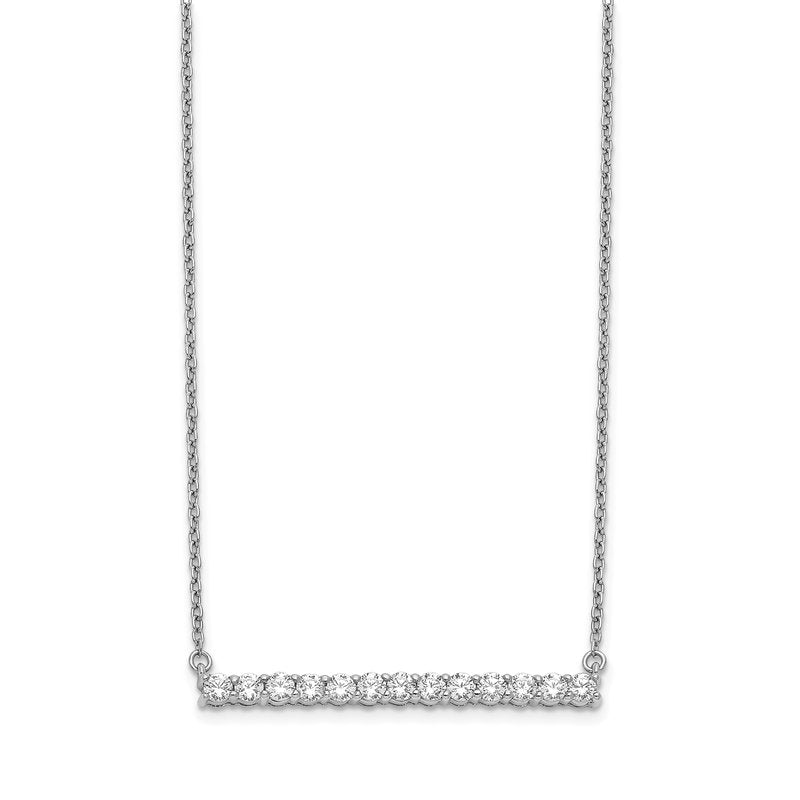 14k White Gold 1/10 carat Diamond Bar 18 inch Necklace