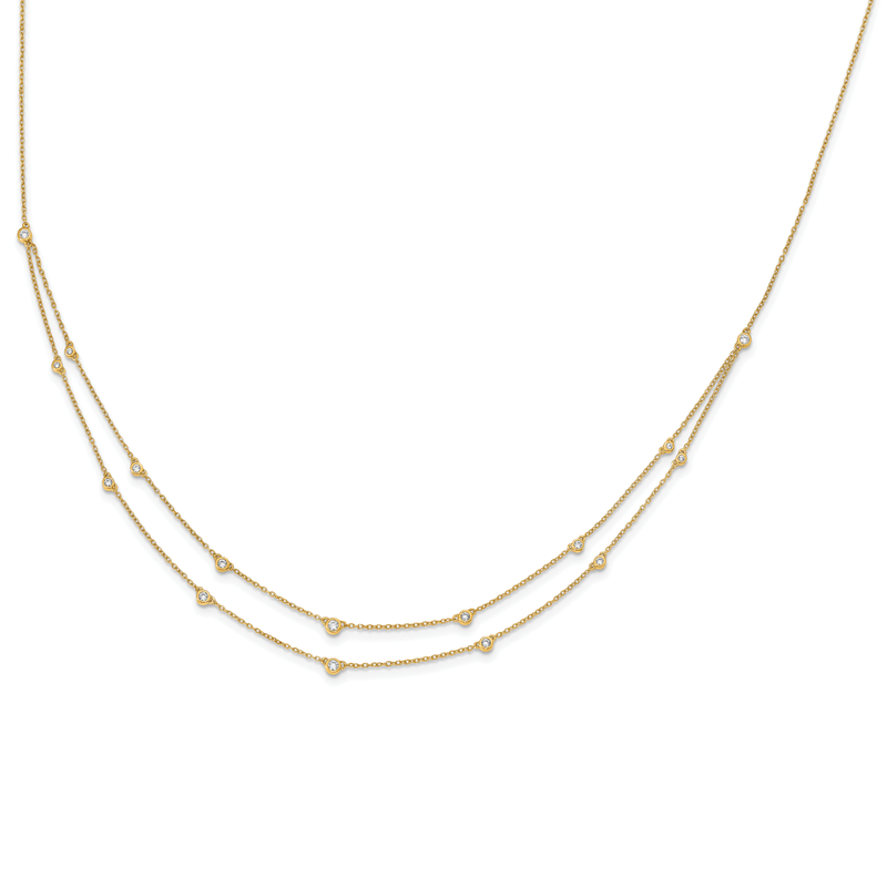 14k White Gold Complete 1/2 carat Diamond Multi-Station Double Strand 18 inch Necklace