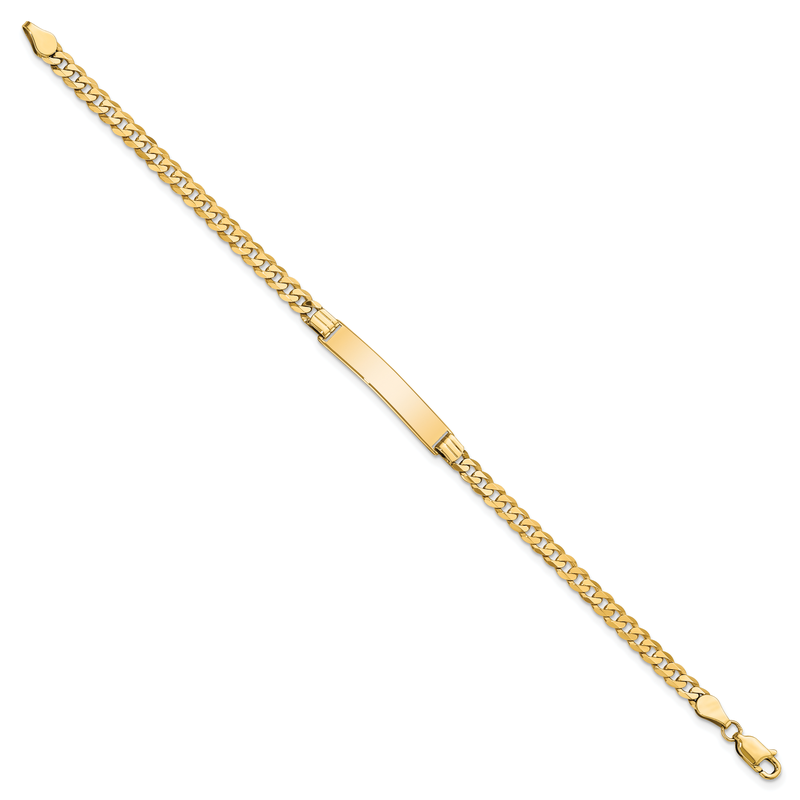 14k Polished Solid Chain/Solid Plate Flat Curb Link 26.5x5.5mm Plate 7 inch ID Bracelet