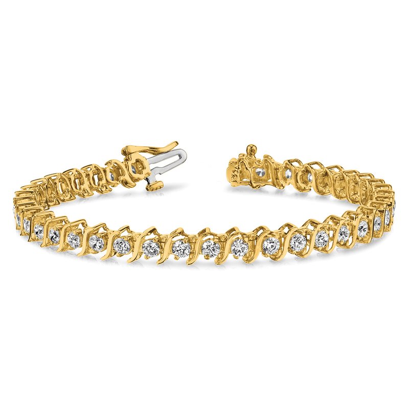 14k Complete 7.19 carat Round VS Diamond 2-prong S-link 7 inch Tennis Bracelet
