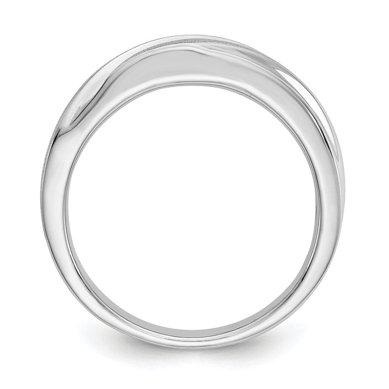14K White Gold Men's 1/4 carat Lab Grown Diamond VS/SI  D E F  Brushed and Polished Band