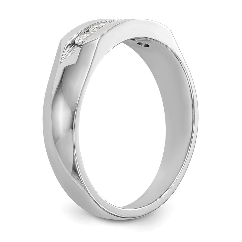 14K White Gold Men's 1/3 carat Lab Grown Diamond VS+ F+ Complete Channel Five Stone Band