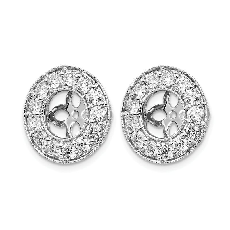 14K White Gold 1 carat Lab Grown Diamond VS+ F+ for 6-6.5mm Studs Complete Earring Jackets