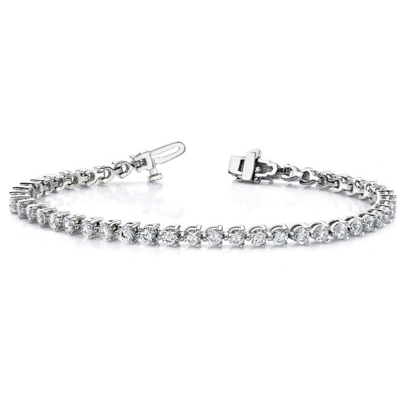 14K White Gold 2 3/4 carat Lab Grown Diamond VS+ F+ Complete Tennis Bracelet