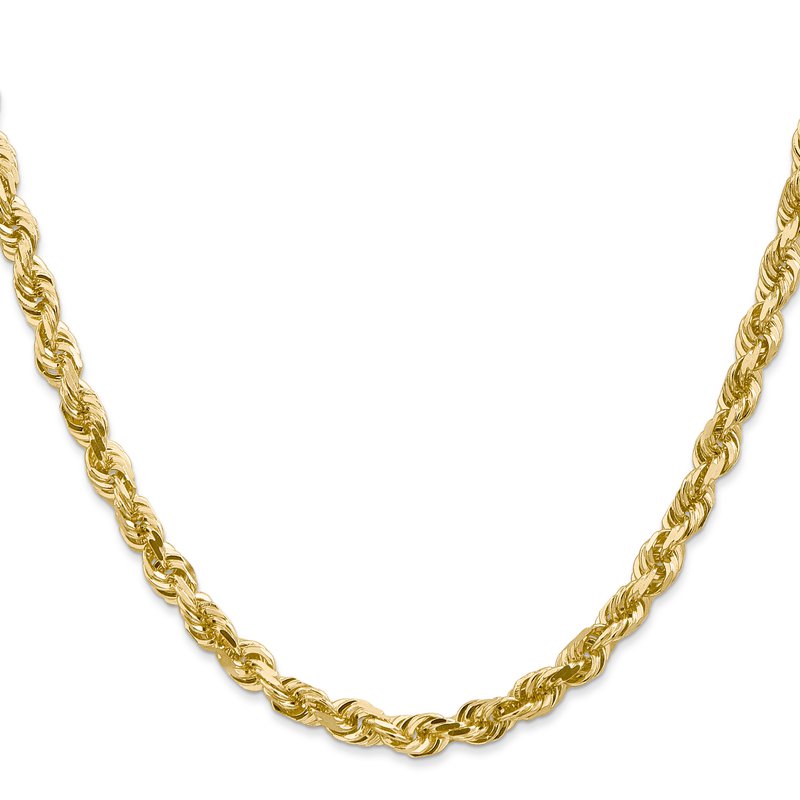 14K 26 Inch 5mm Diamond-cut Quadruple Rope Lobster Clasp Chain