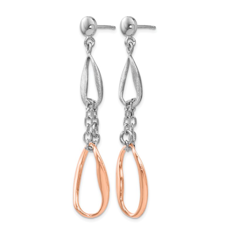 Sterling Silver Rose-plated Polished Scratch-finish Earrings