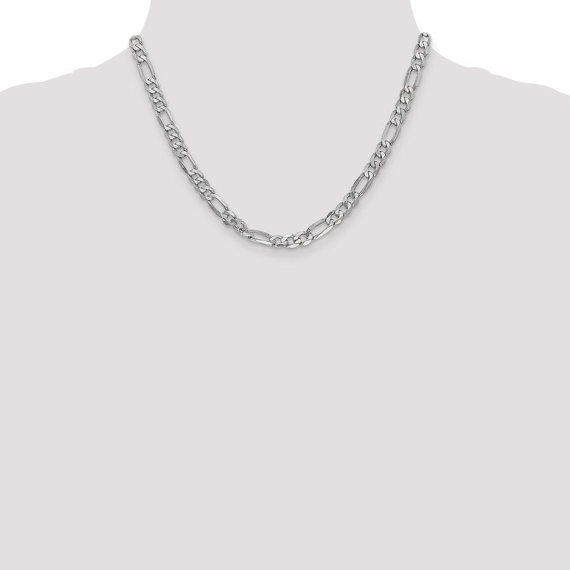 14K White Gold 26 inch 6mm Flat Figaro with Lobster Clasp Chain
