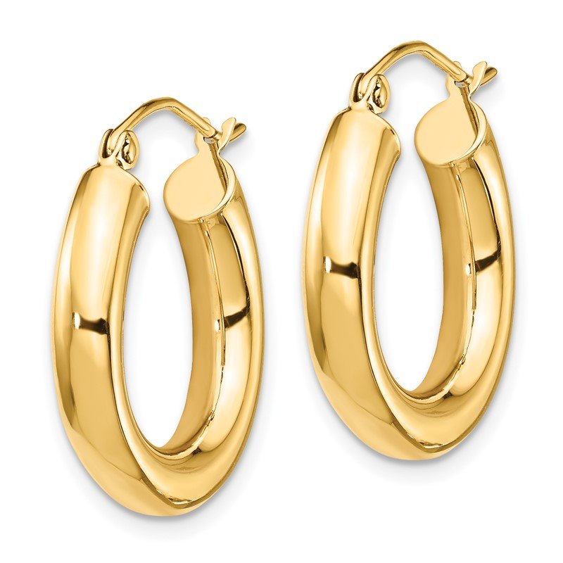 14k 4x20mm Polished Tube Hoop Earrings