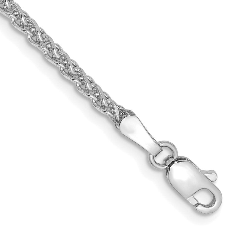 14K White Gold 16 inch 2.1mm Diamond-cut Spiga with Lobster Clasp Chain