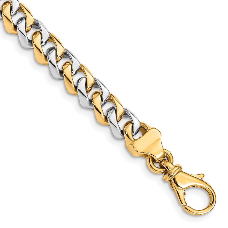 14K Two-tone 18 inch 6.85mm Hand Polished Fancy Link with Fancy Lobster Clasp Chain