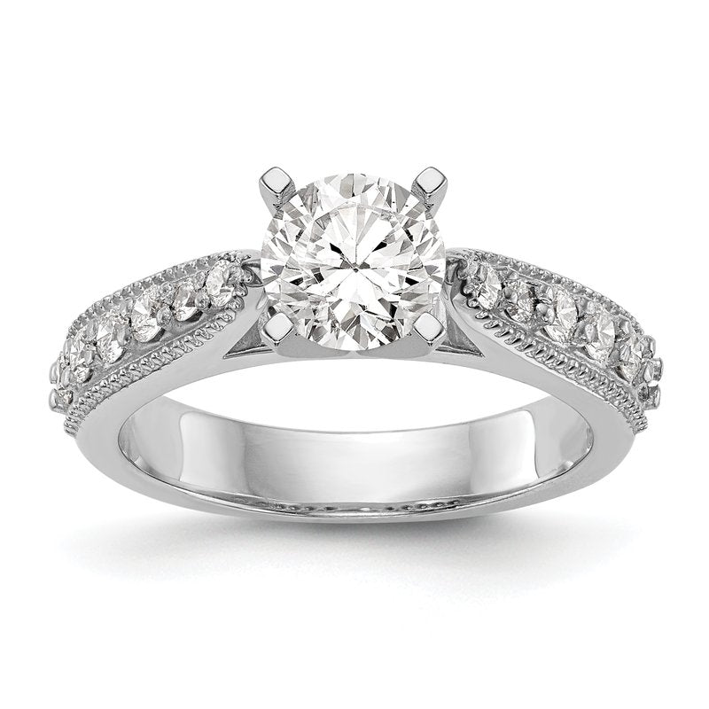 14K White Gold 1/3 carat Lab Grown Diamond VS/SI  D E F  Semi Mount Peg Set Ring
