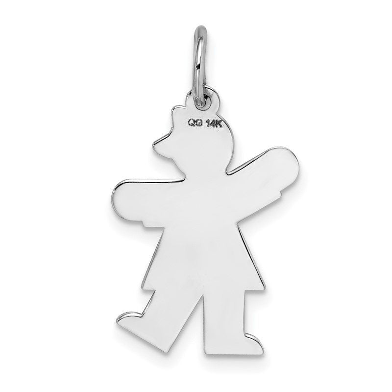 14k White Gold The Kids Small Heart Dress Girl Engravable Kiss Charm
