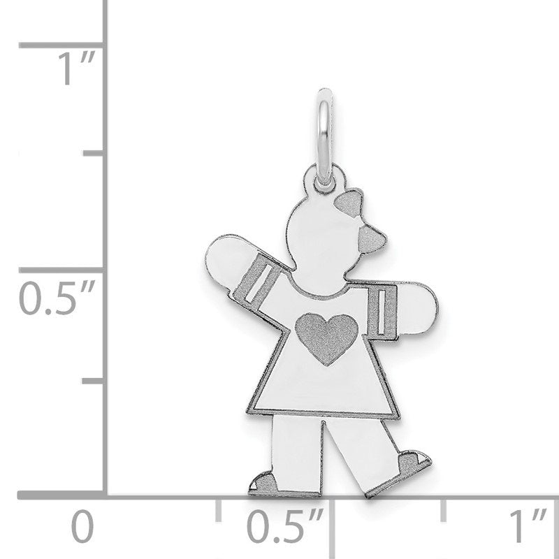 14k White Gold The Kids Small Heart Dress Girl Engravable Kiss Charm