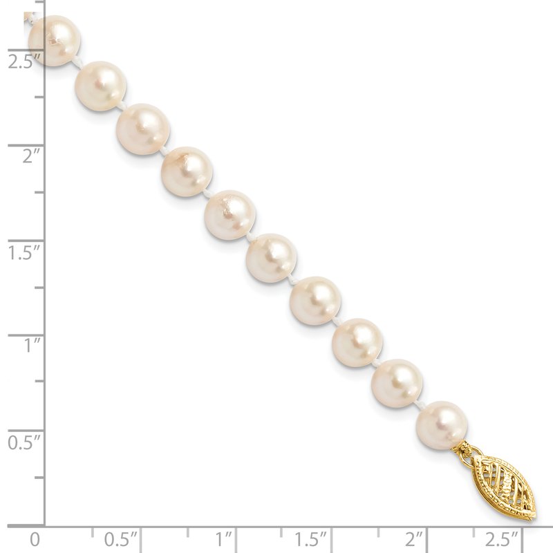 14k 6-7mm White Round Akoya Saltwater Cultured Pearl 16 inch Necklace