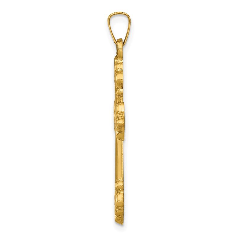 14k Polished Fleur de Lis Cross Pendant