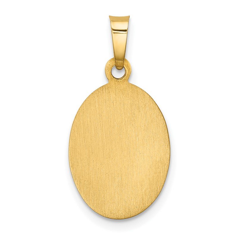 14k Polished and Satin Hollow St. Christopher Medal Oval Pendant