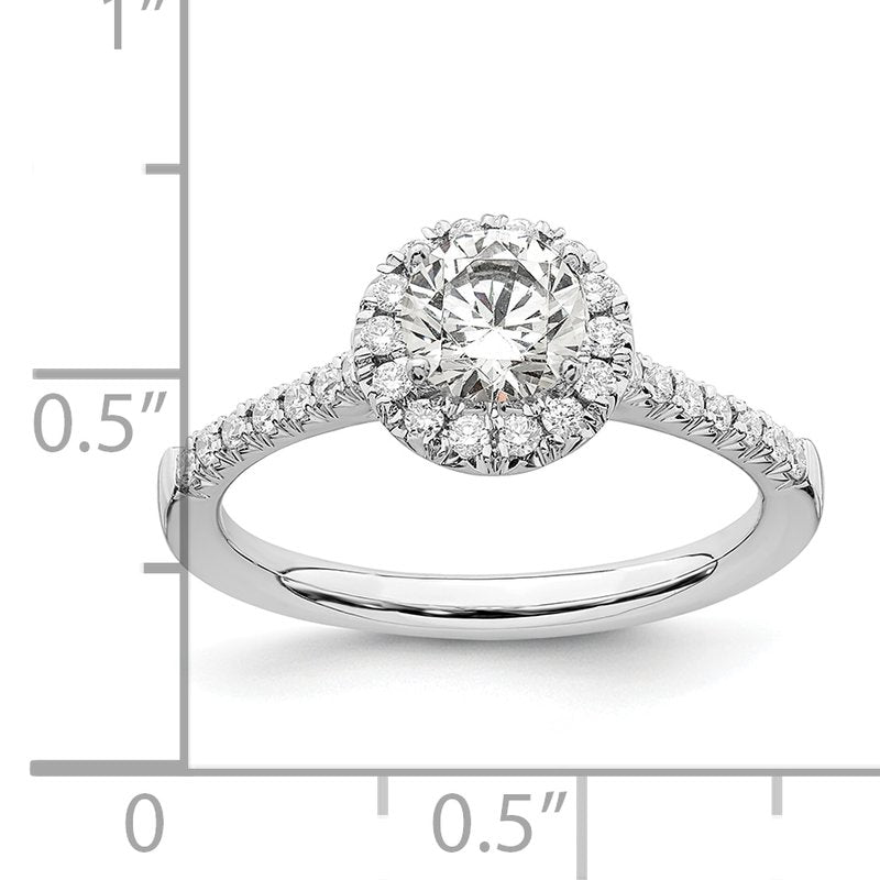 14K White Gold 1/4 carat Lab Grown Diamond VS+ F+ Semi-Mount Round Halo Engagement Ring