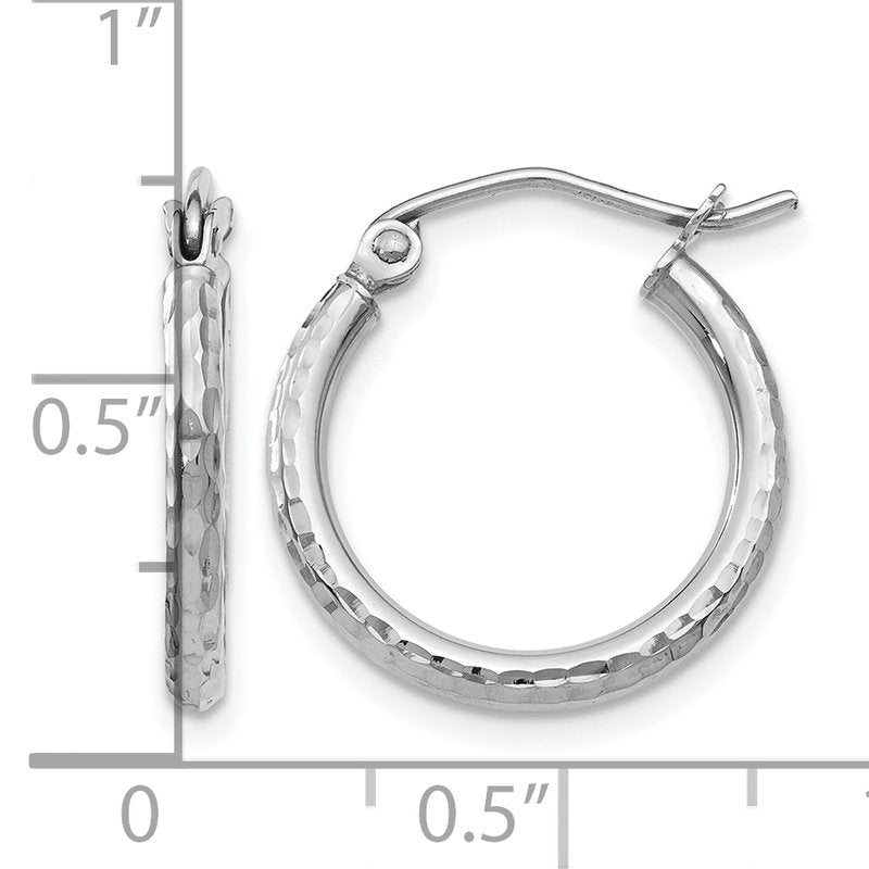 10K White Gold D/C Hinged Hoop Earrings