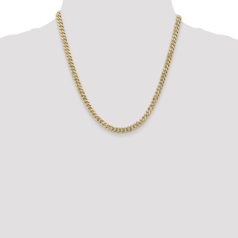 14K 26 inch 5.75mm Flat Beveled Curb with Lobster Clasp Chain