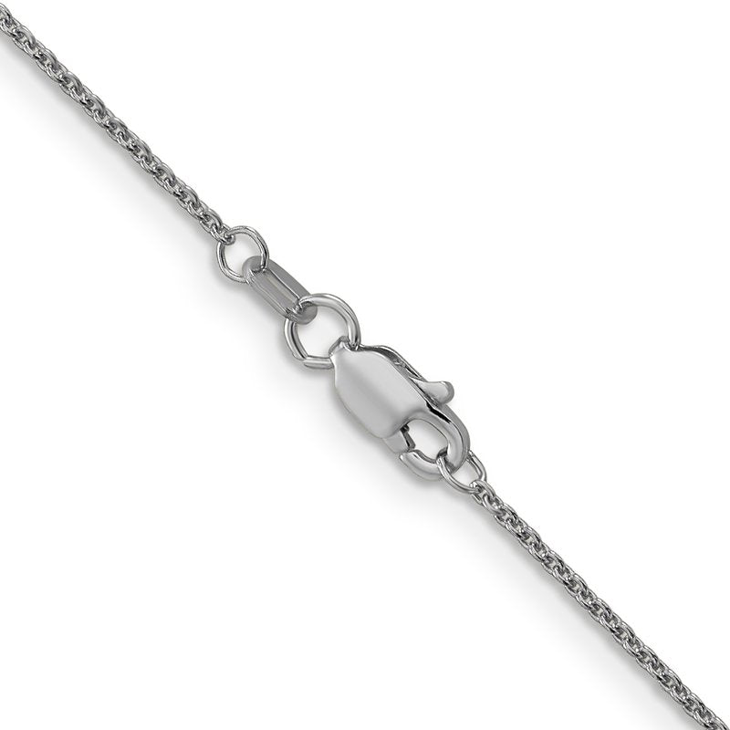 14K White Gold 14 inch 1mm Round Open Link Cable with Lobster Clasp Chain
