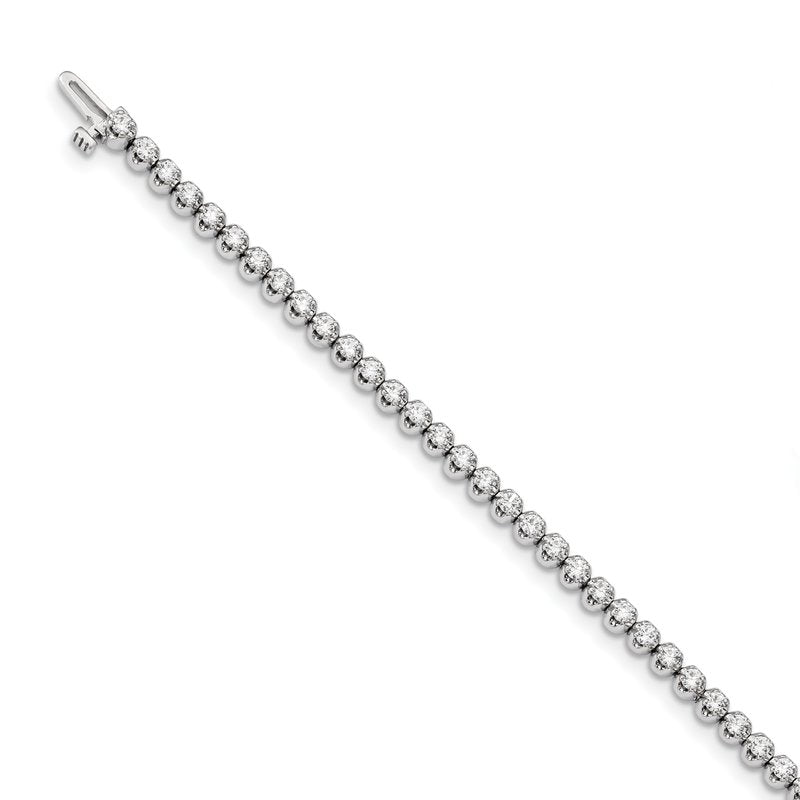 14k White Gold Complete 2.09 carat Round A Diamond 4-prong 7 inch Tennis Bracelet