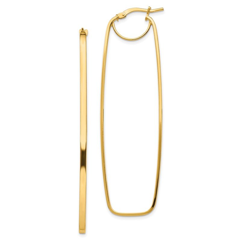 14k Polished 2mm Rectangle Hoop Earrings