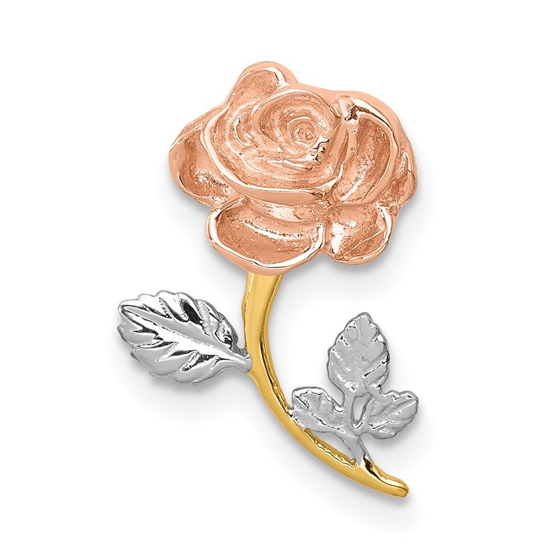 14K Two-tone with White Rhodium Polished Rose Chain Slide