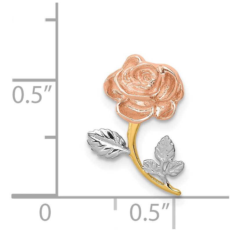 14K Two-tone with White Rhodium Polished Rose Chain Slide