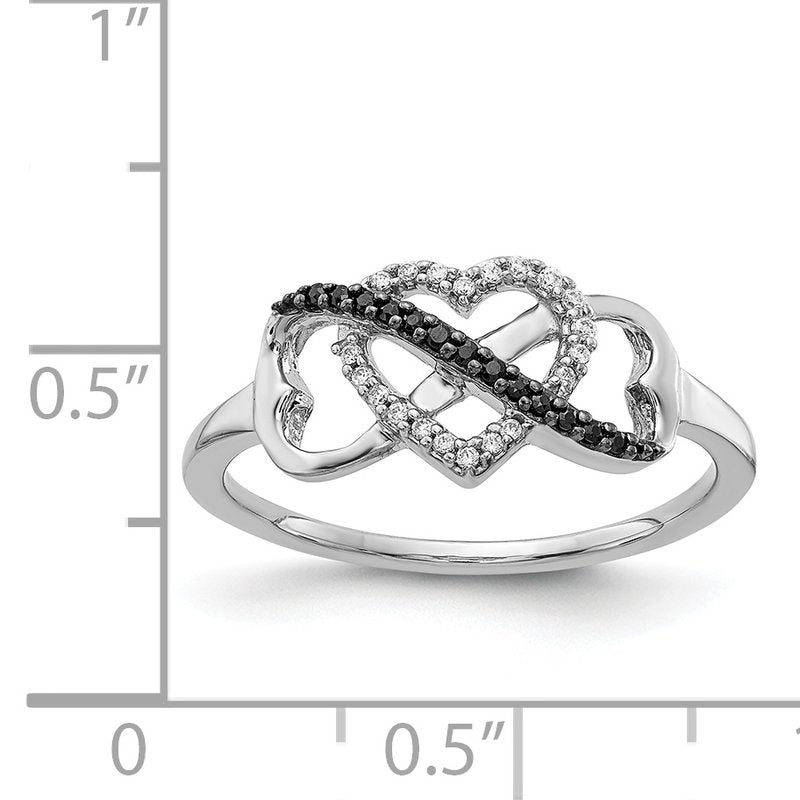 14k White Gold Blue and White Diamond Infinity and Heart Ring