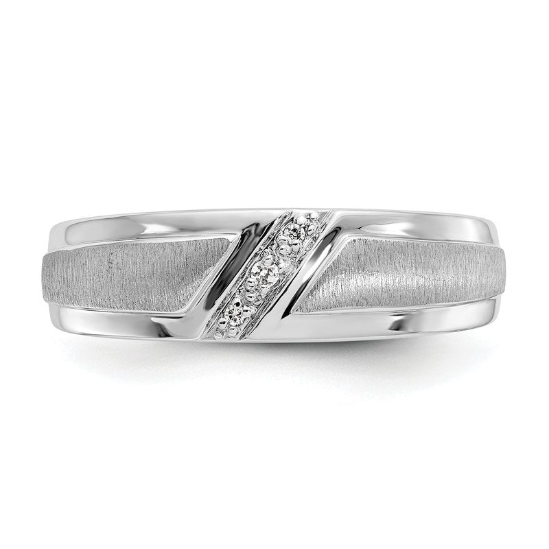 14K White Gold Men's 1/20 carat Lab Grown Diamond VS/SI  D E F  Brushed and Polished Band